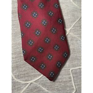 Christian Dior Mens Red Vintage made in USA Necktie fabric woven in Italy